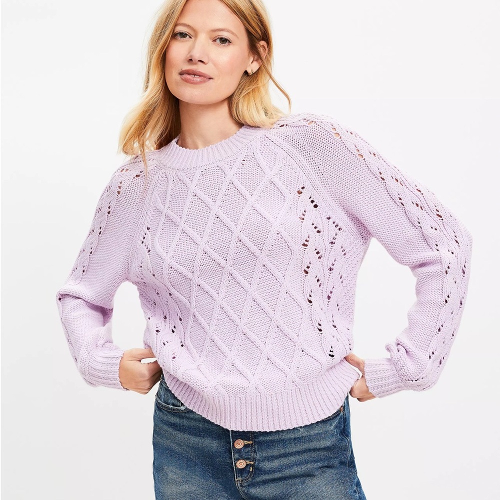 LOFT Light Purple Women's Crew Neck Sweater